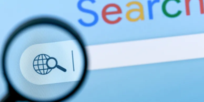 Google search with a magnifying glass